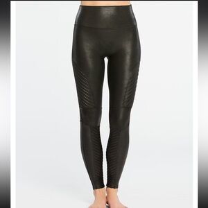 SPANX Faux Leather Moto Leggings - Sz M